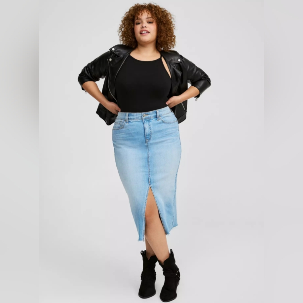 NWT Torrid Midi Denim Front Slit Skirt - Size 2x